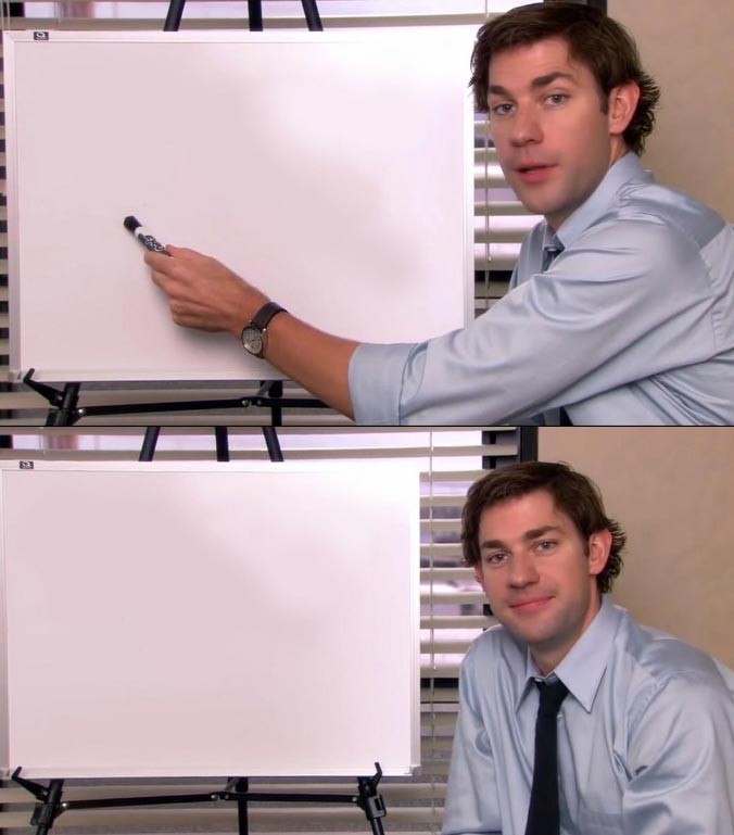 Jim Halpert Pointing to Whiteboard